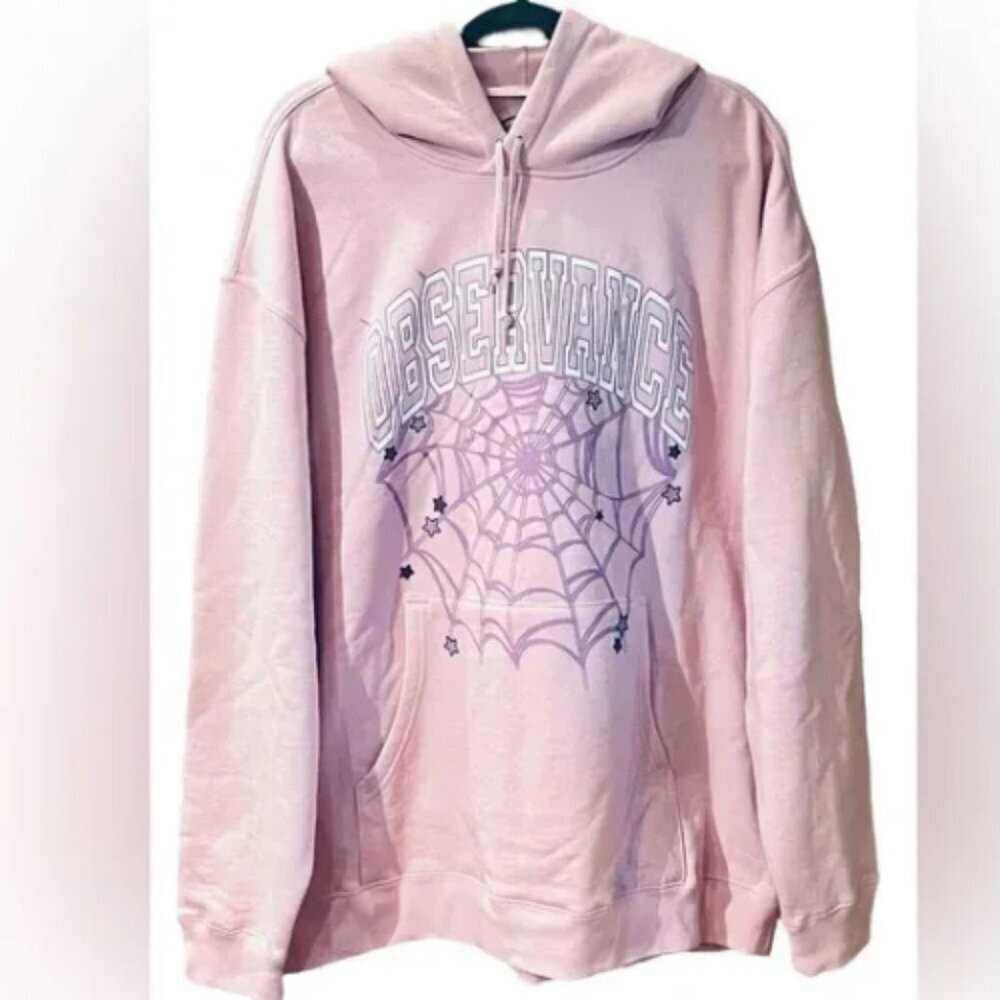 NWOT Observance Men’s Fleece Spiderweb  & Stars Hoodie